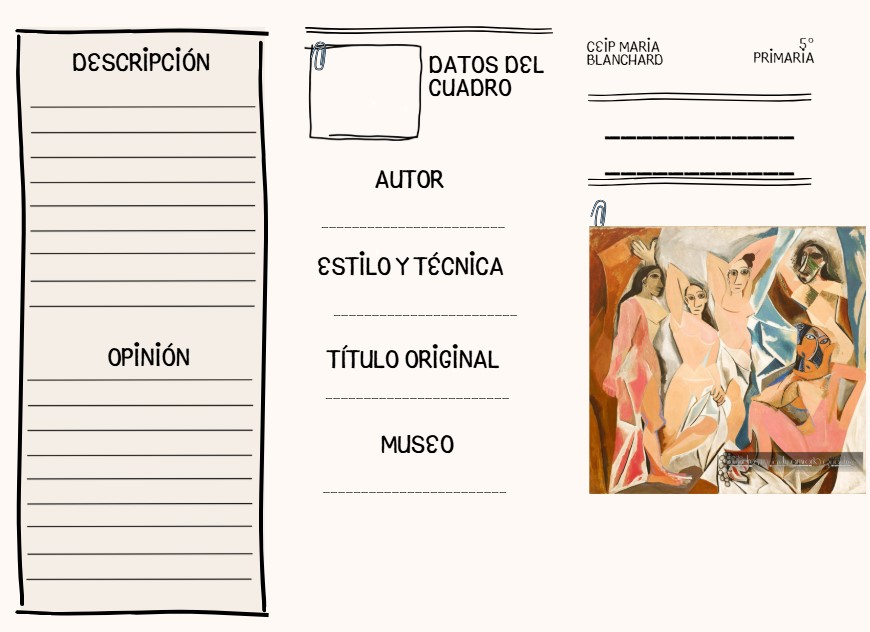 Folleto de "Las señoritas de Avignon" de Pablo R. Picasso